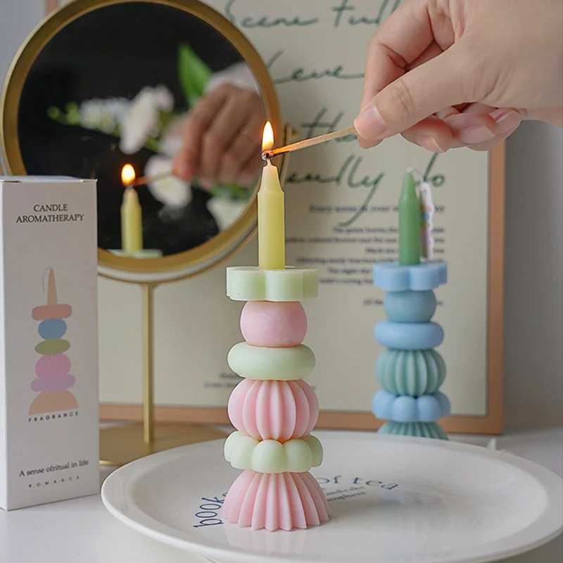 Stackable Geometry Scented Candle Aromath Soy Wax Candles for Weddings Birthdays Candles Party Home Decoration Souvenirs Gifts W250704