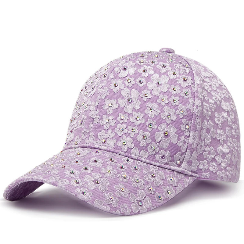 CNTANG Summer Women Rhinestone Baseball Cap Flower Embroidery Hats Female Fashion Sun Hat Hip Hop Y2k Caps 250701