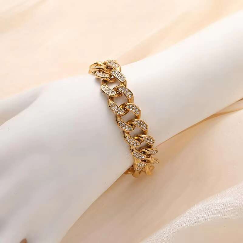 Mens Hip Hop Jewelry Bracelet Gold Plated Hip Hop Ice Diamond Miami Cuban Chain Bracelet Mens