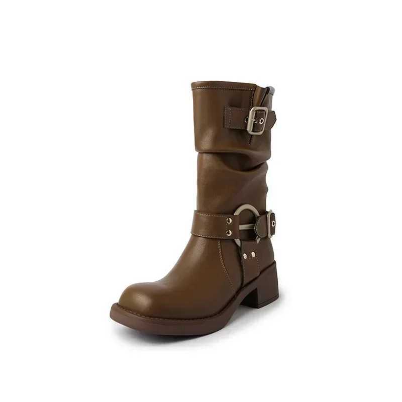Winter Cowboy Boots for Women Fashion Slip On Ladies Casual Short Boots Thick Bottom Mordern Botas 2024 Z250704