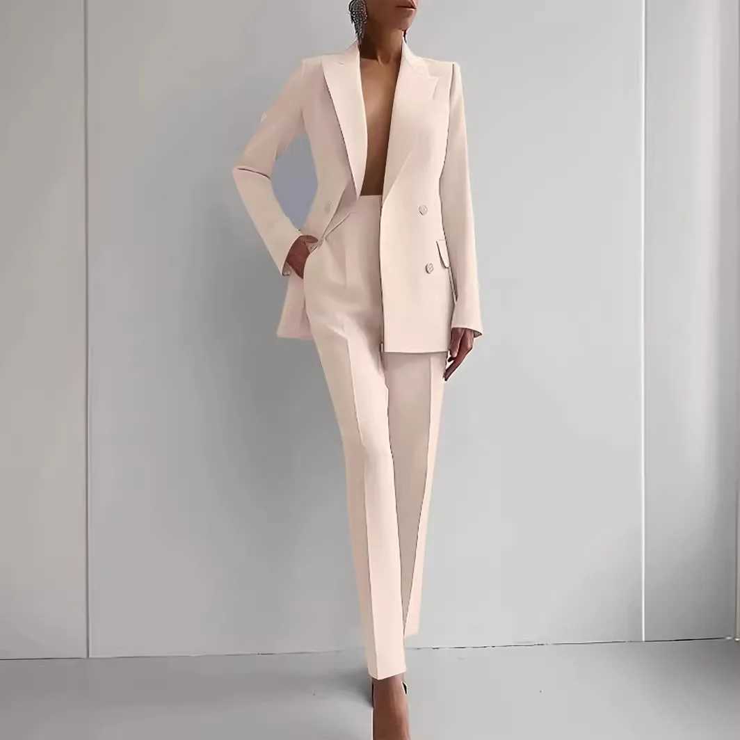 office blazer pants two piece set womne fashion buton suit coats two piece sets autumn winter fashion casual solid pant sets X250704