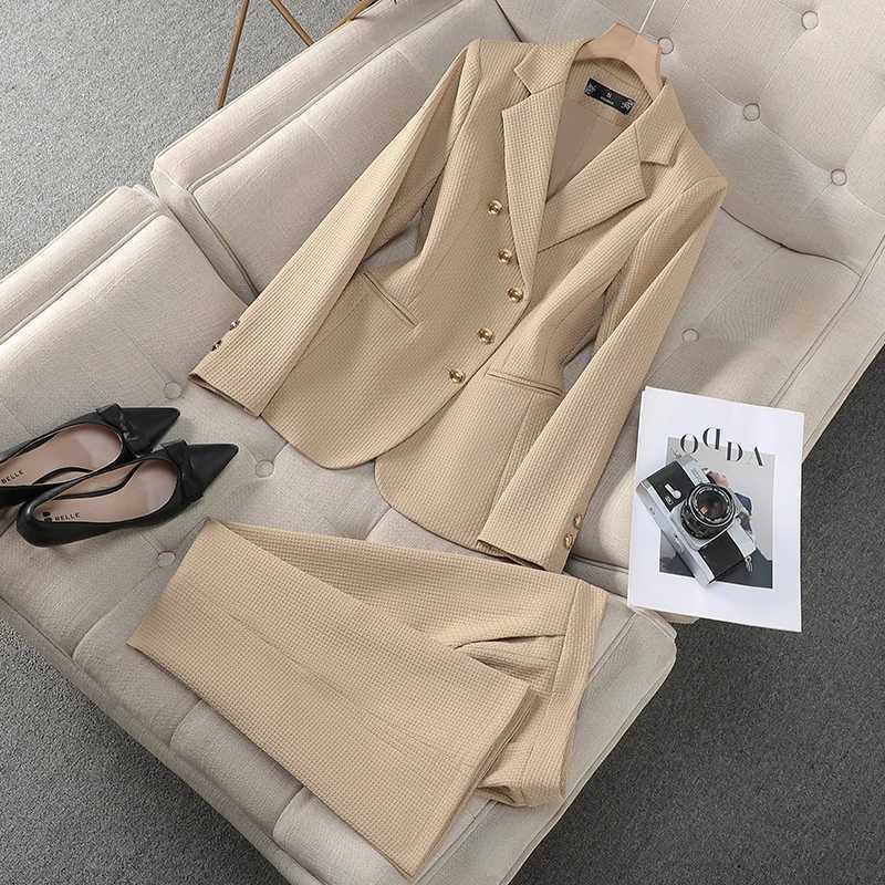ZJYT Business Chic Womens Single Breasted Blazer Suits Pant Sets 2 Piece Formal Office Lady Outfit Plus Size Jacket Trousers X250704