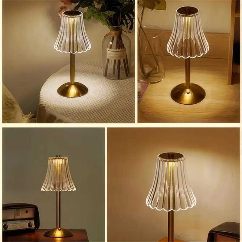 Horn LED Classic Touch Bedside Lamp USB Rechargeable 3 Color Dimmable Bedroom Living Room Wireless Table Lamp DecorationXJ250703