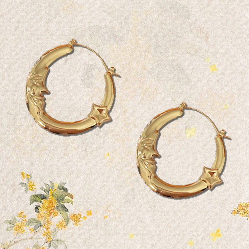 1 Pair Moon Curved Earrings Elegant Bohemian Style Design For Banquet Party