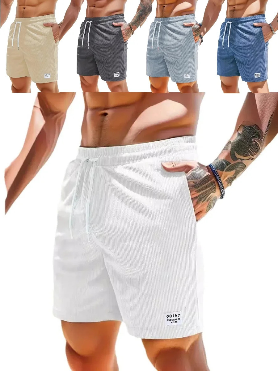 Summer Shorts Mens Fashion Casual Loose Straight Running Exercise Fitness Outdoor Wear Corduroy Clothes 250704