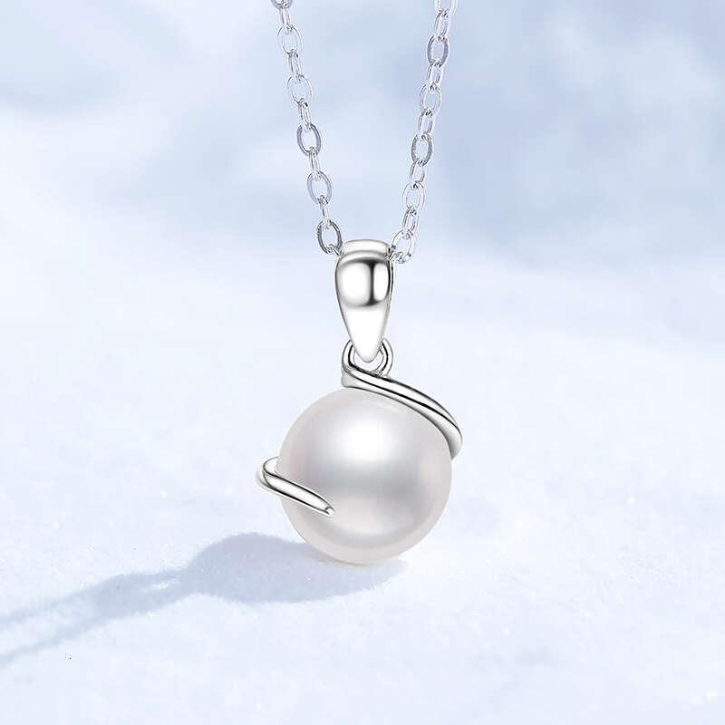 S925 Pure S925ier for Women FreS925hwater Pearl Necklace Perfect Round Bead Choker S925imple and Elegant e94