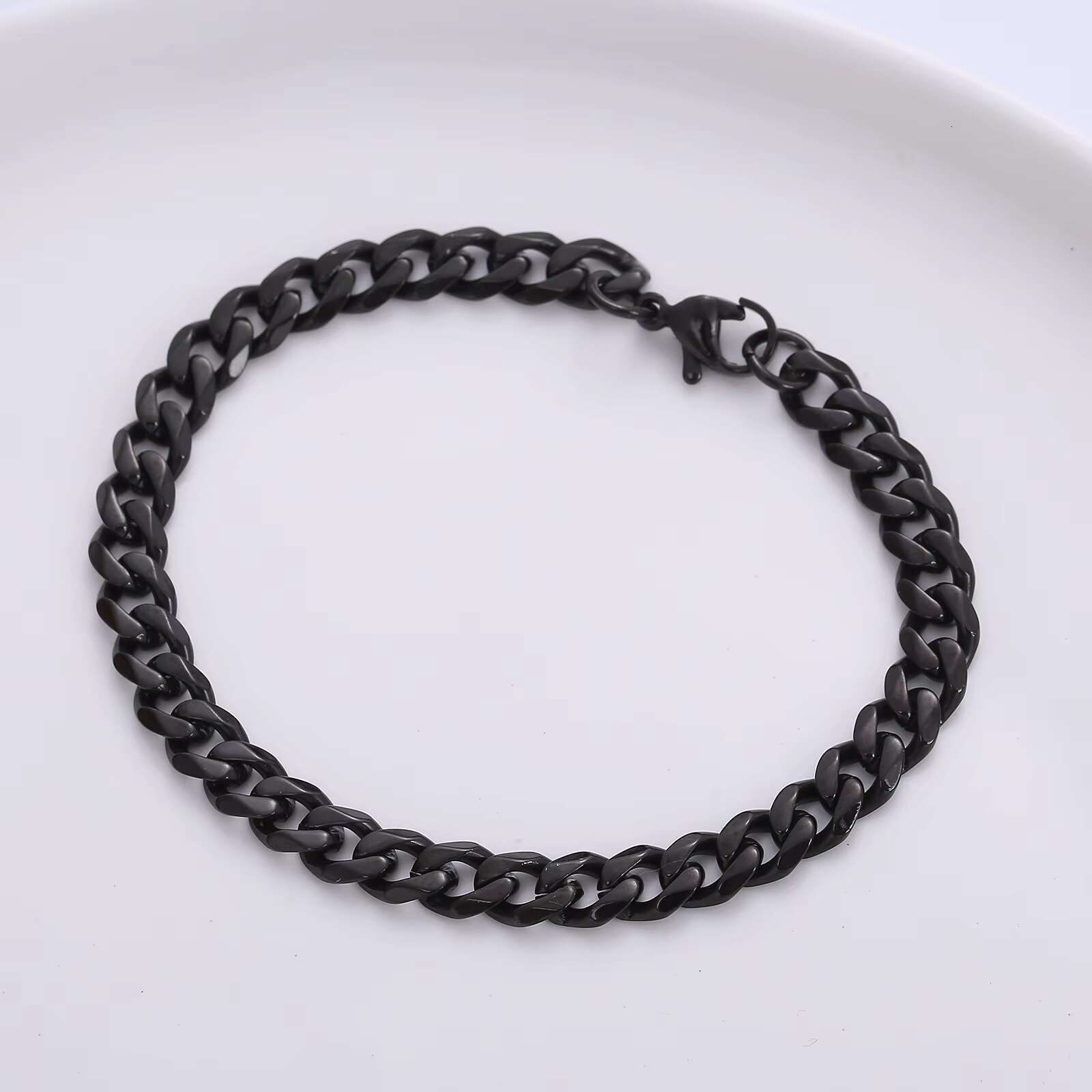 Mens Cuban Link Bracelet with Gold Plating Stainless Steel Silver Black Chain for Anniversaries