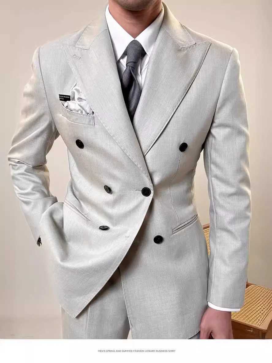 High Quality Slim Fit Mens Suit Set Slim Fit Luxury Wedding Tuxedos Fashion Mens Blazer Pants 2 Pieces Business Suits Sets X250704
