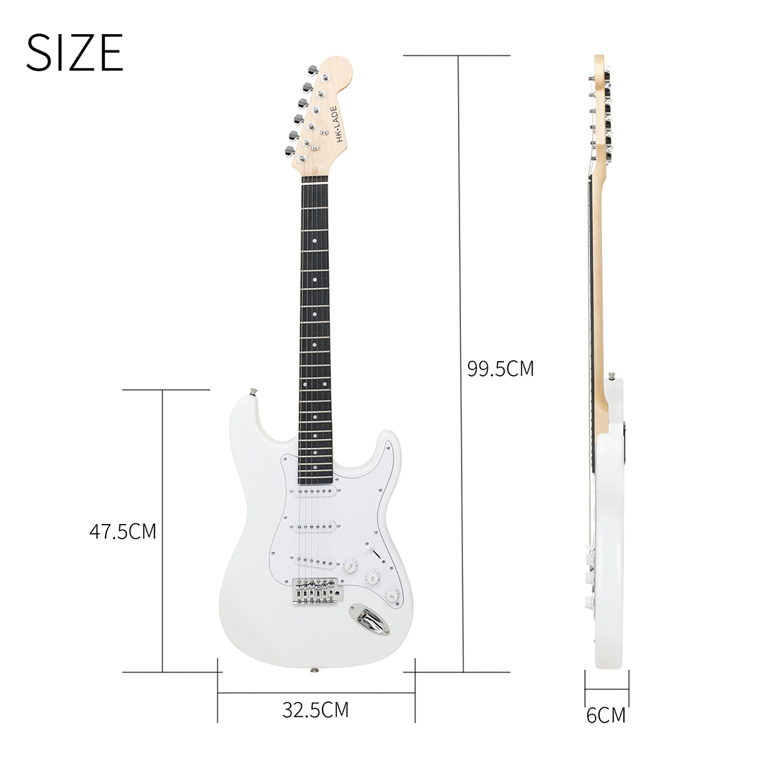 HK LADE New ST-850 ST Electric Guitar with Rosewood Fingerboard - Complete Starter Kit (Amplifier, Gig Bag, Strap, Picks, Strings)