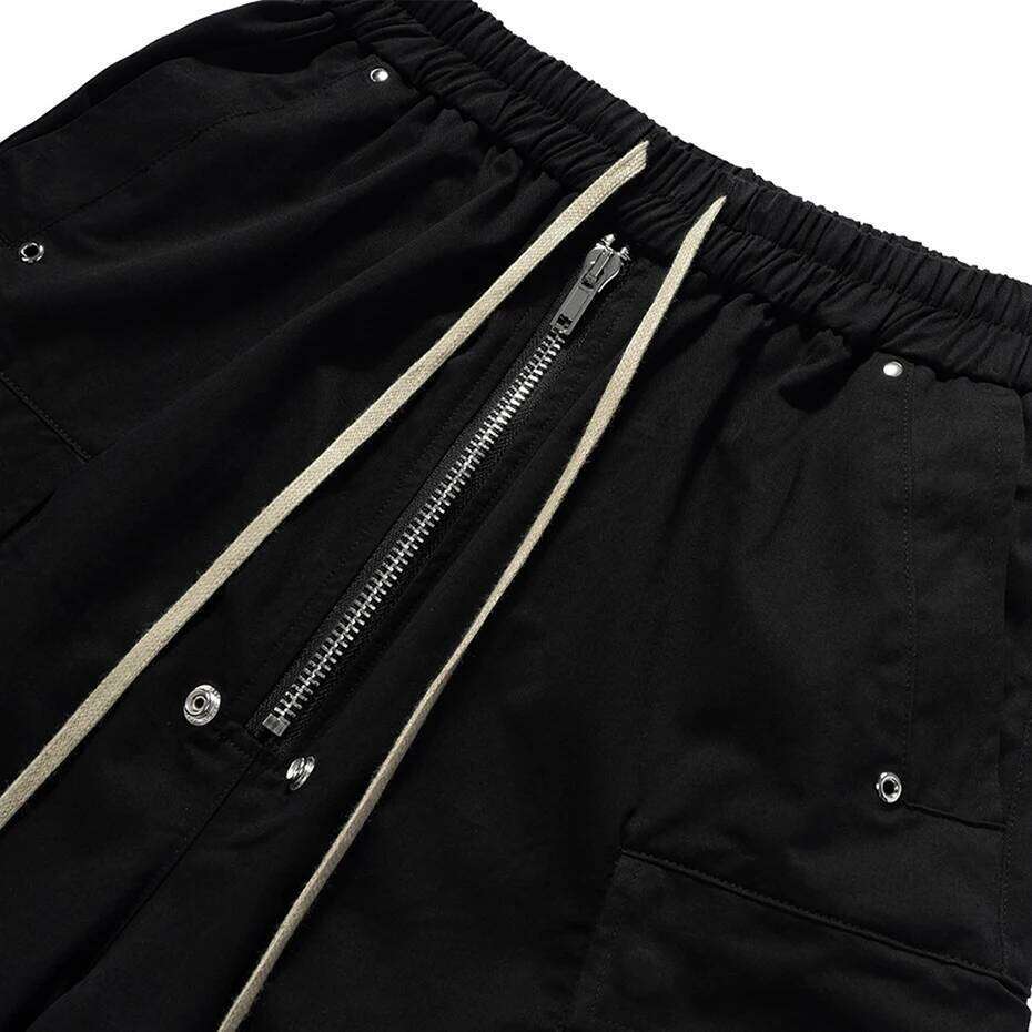 Men Cargo Summer Black Loose Casual Shorts Side Pocket Wide Leg Short Pants for Male