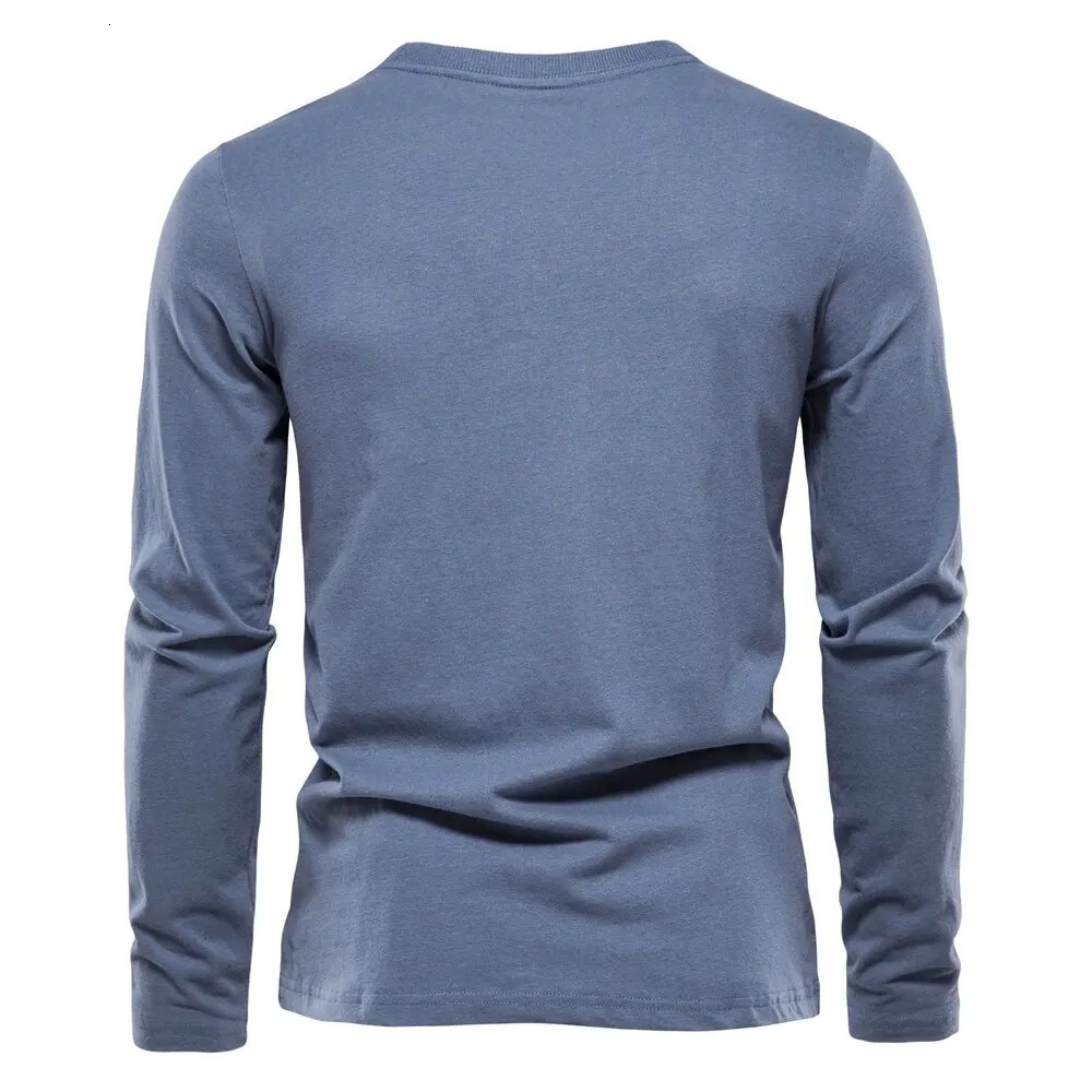 100% Cotton Long Sleeve T Shirt For Men Solid Spring Casual Mens T-shirts High Quality Male Tops Classic Clothes Mens T-shirts 250704