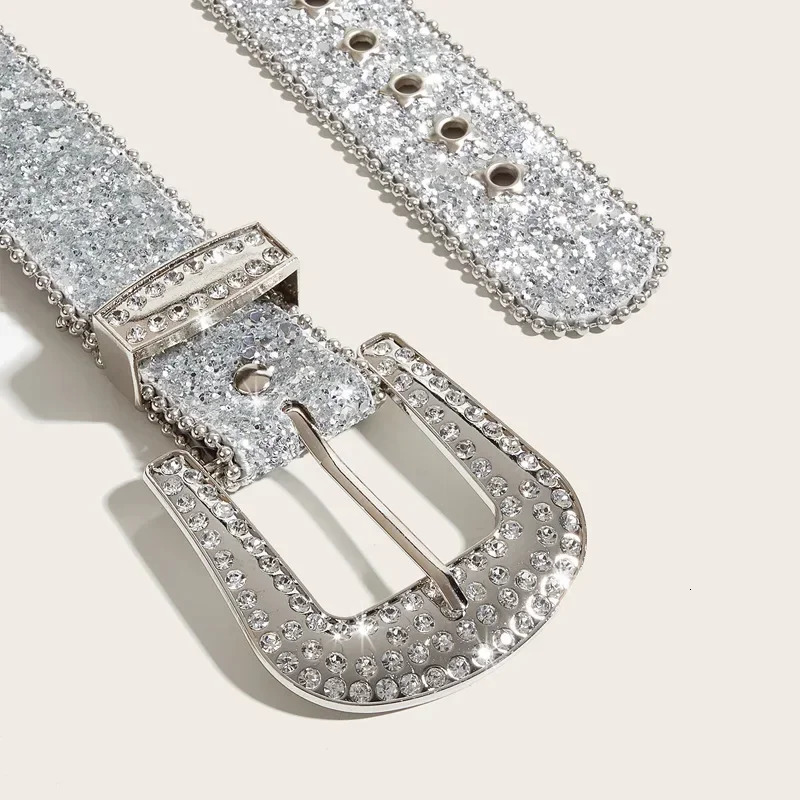 Rhinestone Star Leather Belt 3.8cm Y2k Bling Sequin Punk Belts Fashion Waistband Jeans Pants Decor Belt for Women Men 250627
