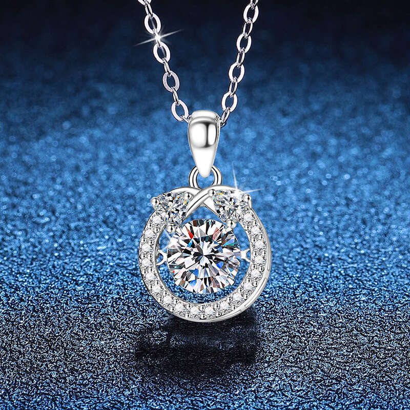 S925 Pure S925ier Valentine'S925 Day Heart-S925haped Dynamic Pendant for Women 1 caratS925 MoiS925S925anite Necklace 99b