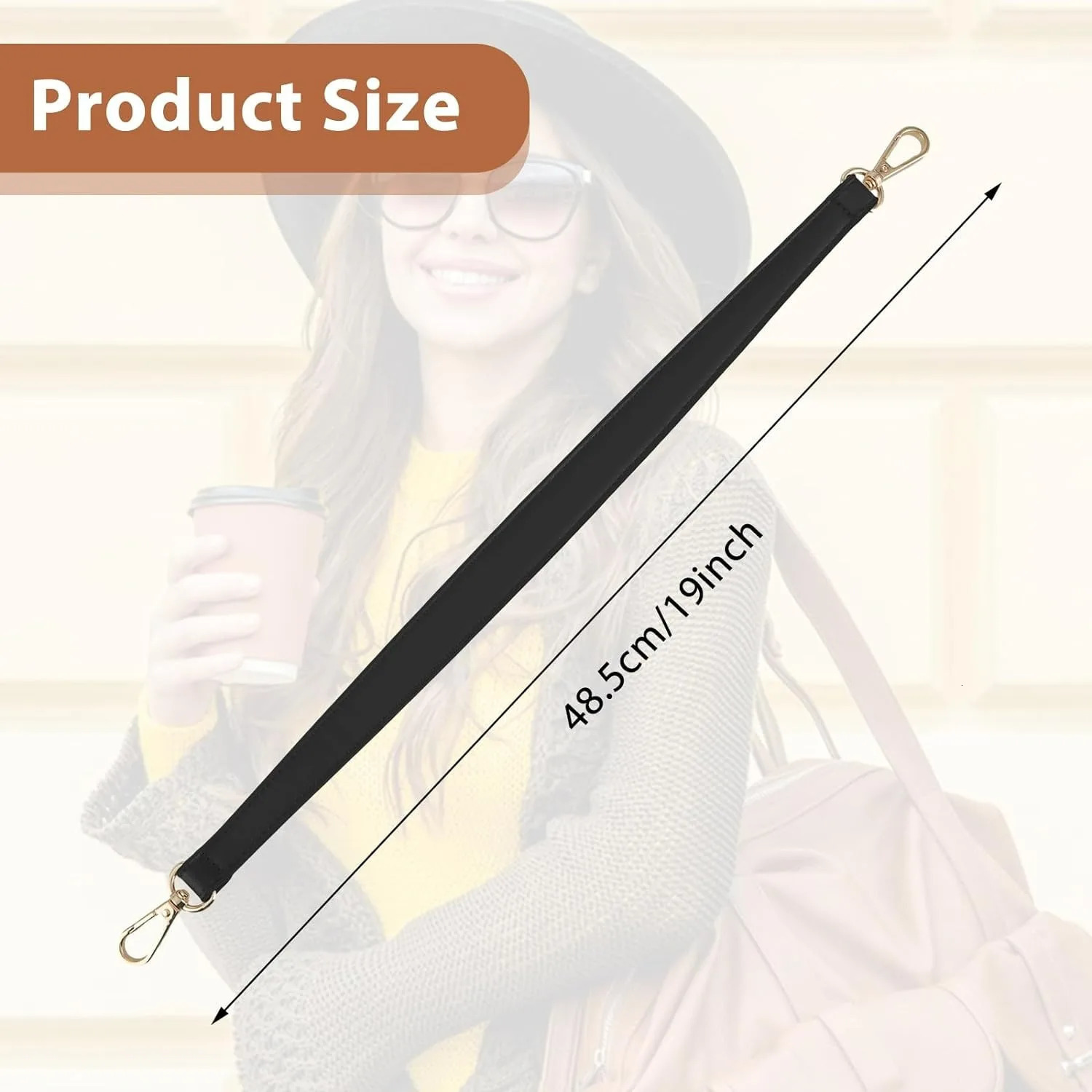 Shoulder Bag Strap Brown Leather Purse Handle Straps Replacement with Swivel Clasps 250628