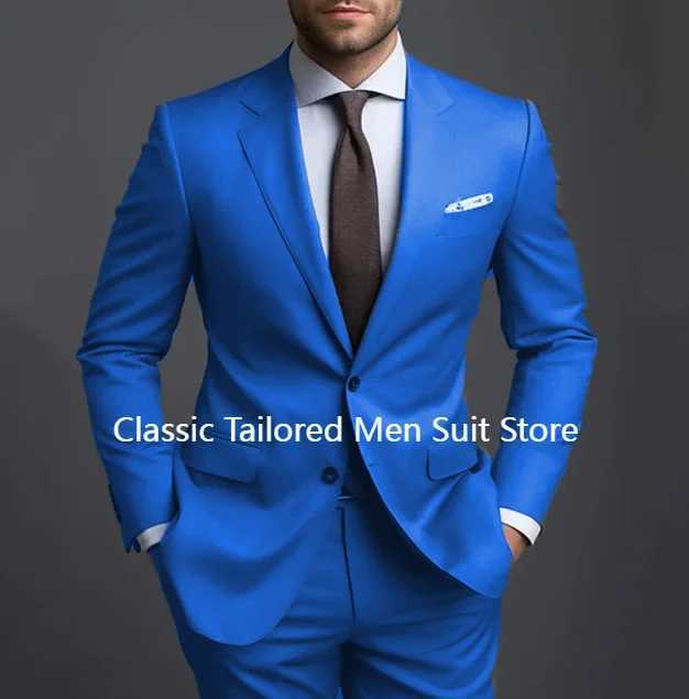 Gray Men Suits Formal Business Notched Lapel Groom Wedding Suits For Men 2 Pieces Slim Fit Tuxedos Blazer Pants Mens Suits X250704