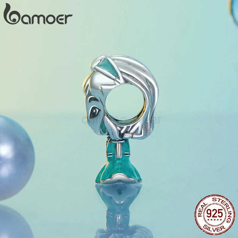 DISNEY Bamoer Original 925 Sterling Silver Princess Charm Dreamlike Fairytale Bead Mermaid for Women Bracelet DIY Fine Jewelry Gifts W20250704