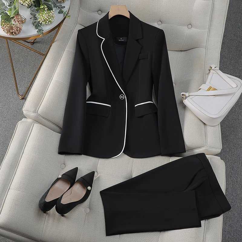 ZJYT Office Lady One Button Blazer Trousers Sets Womens Suit Pants Sets Elegant Conjuntos Para Mujeres 2 Piezas Business Outfit X250704