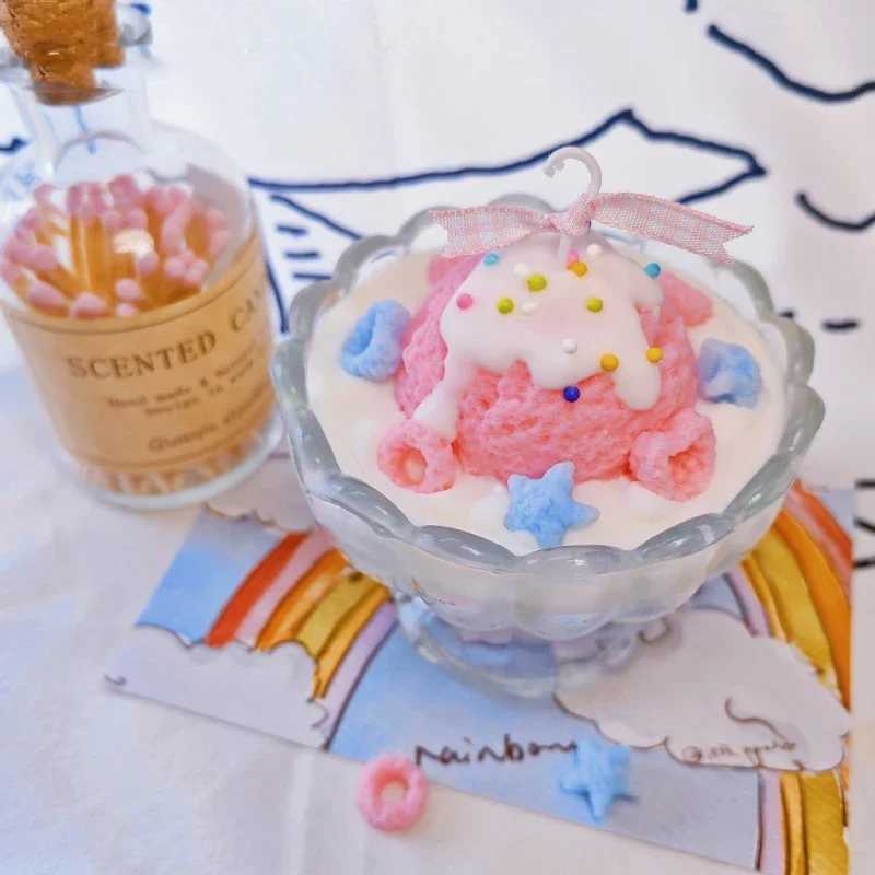 Icecream Candles Fake Dessert Food Scented Candles In Jars Wedding Gift for Guests Raspberry Jam Candle Home Decoration W250704
