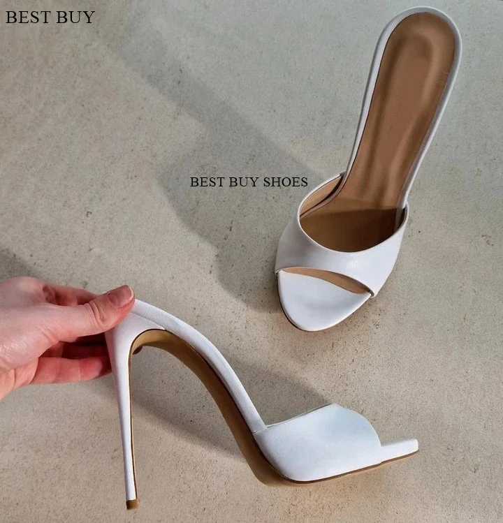 2023 New Womens Open Toe Mules Gold Silver Slip-on Thin High Heel Sandals Banquet Sexy Fashion Ladies Sandals Plus Size 35-43 W250704