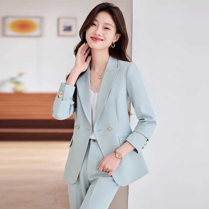 ZJYT Business Chic Formal Work Wear Jacket Pant Sets Women Elegant Blazer Suit Trousers Set Two Piece Outfit Plus Size Clothing X250704