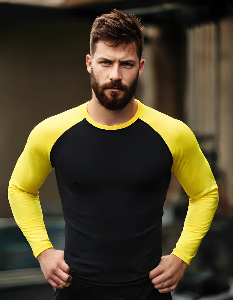 Mens Long Sleeve Rashguard Upf 50 Sun Protection Surf Shirt Quick Dry Breathable Swimming Tight T-shirt Summer 2025 Gym Clothes 250704
