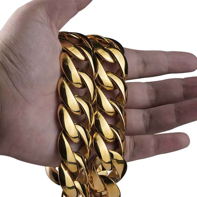 Wholesale Stainless Steel Hip Hop New Luxury Cuban Link Bracelet Moissanite Cuban Link Custom Heavy Gold Cuban Link Necklace Men