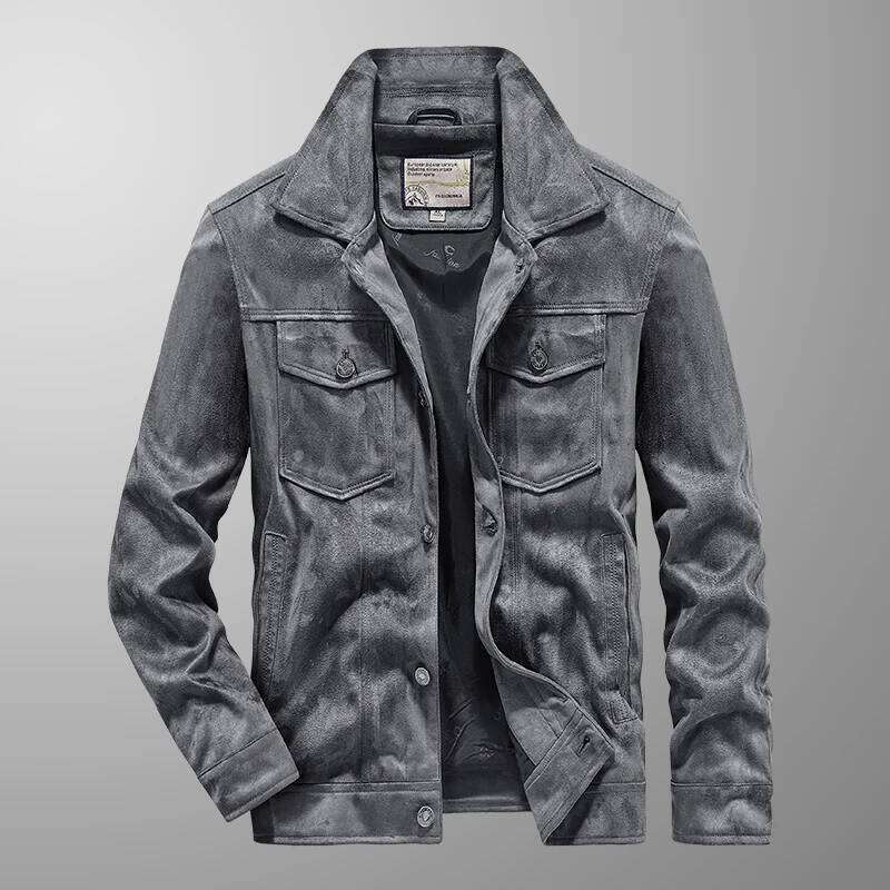 Spring And Autumn Men's Fashion Casual Slim-Fit British Style Outdoor Sports Retro Suede Coat Youth All-Match Cargo Jacket 250704