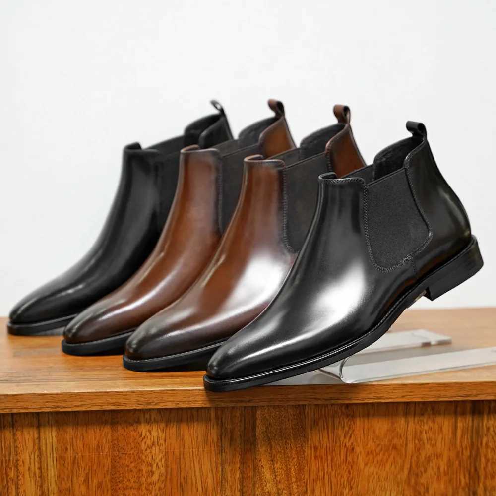 Boots Men 2025 Spring British Sleeve Handmade Boots British High Top Short Boots Z250704