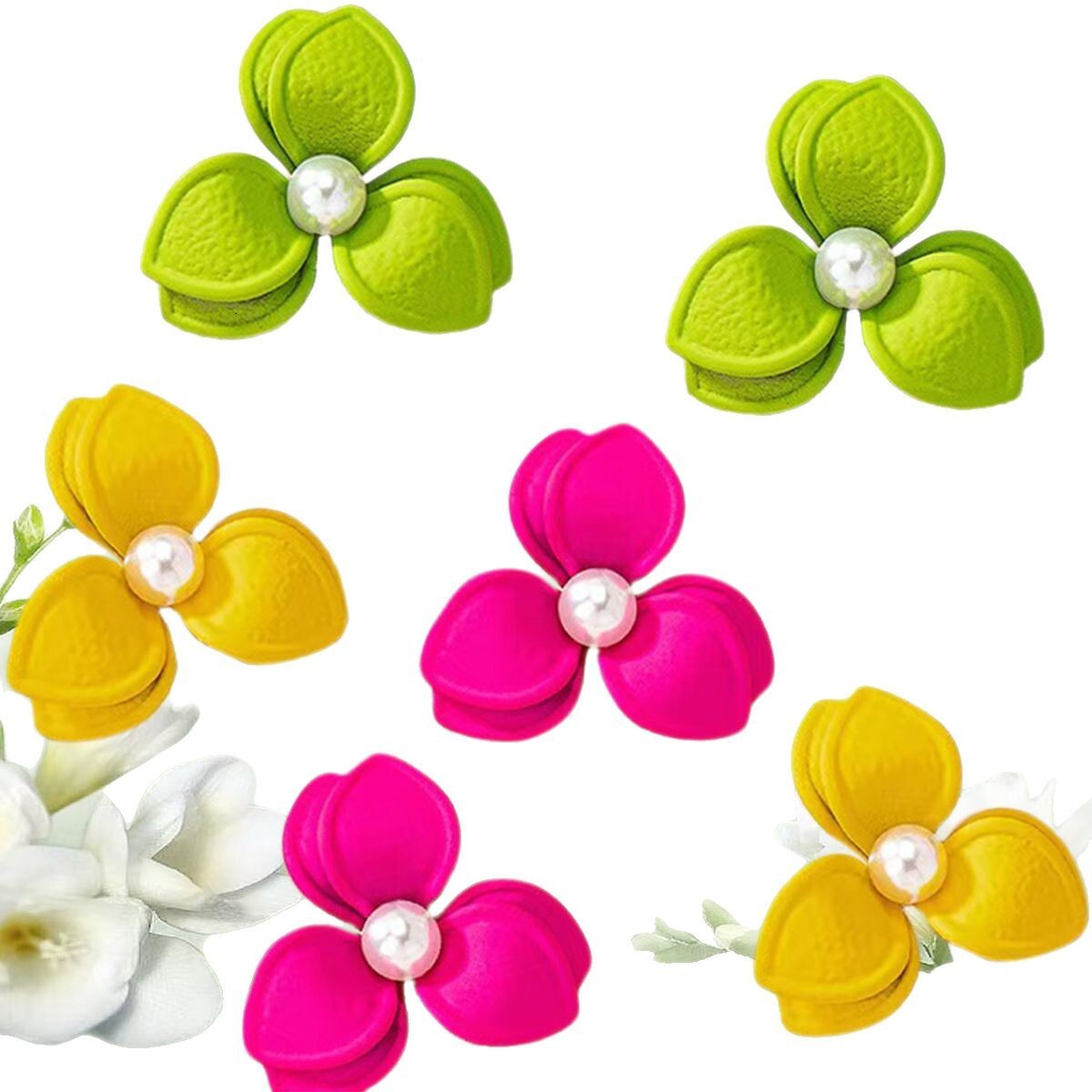 Fresh Sweet Versatile New Floral Korean and Japanese Simple Commuter Elegant Pearl Earrings