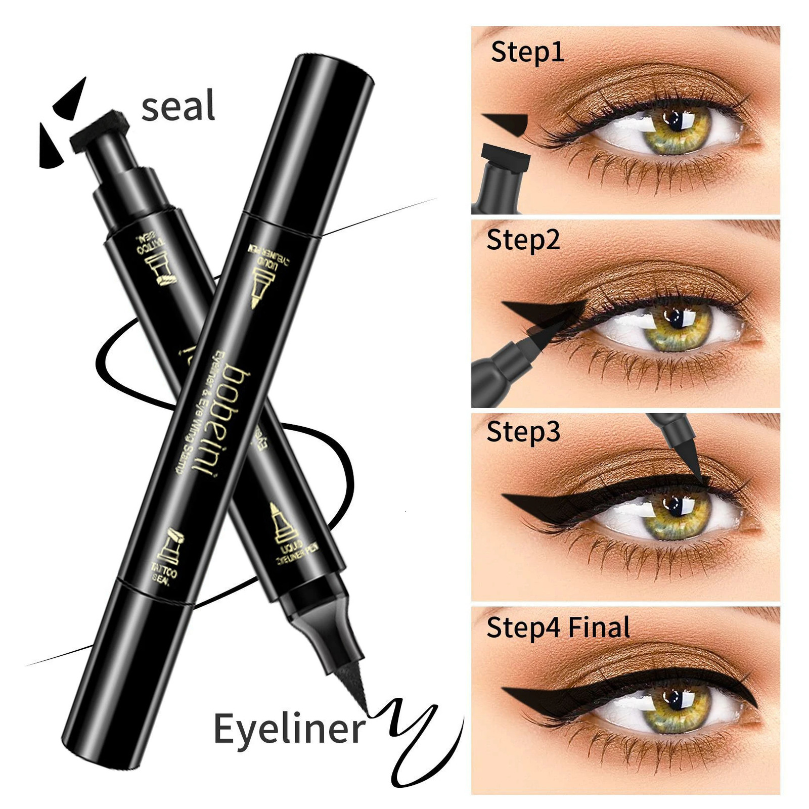 High Quality Stamp pen Easy-On Mineral Liquid Eyeliner Pen Quick-Drying Smudge-Free for Beginners Eye Makeup 250704