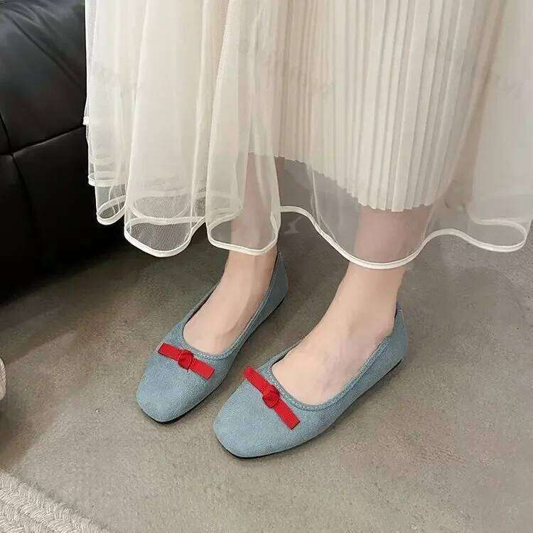 Fashion Bowknot Women Mary Jane 2025 New Designer Flats Retro Style Ladies Comfort Slip-on Soft Sole Ballerina Shoes