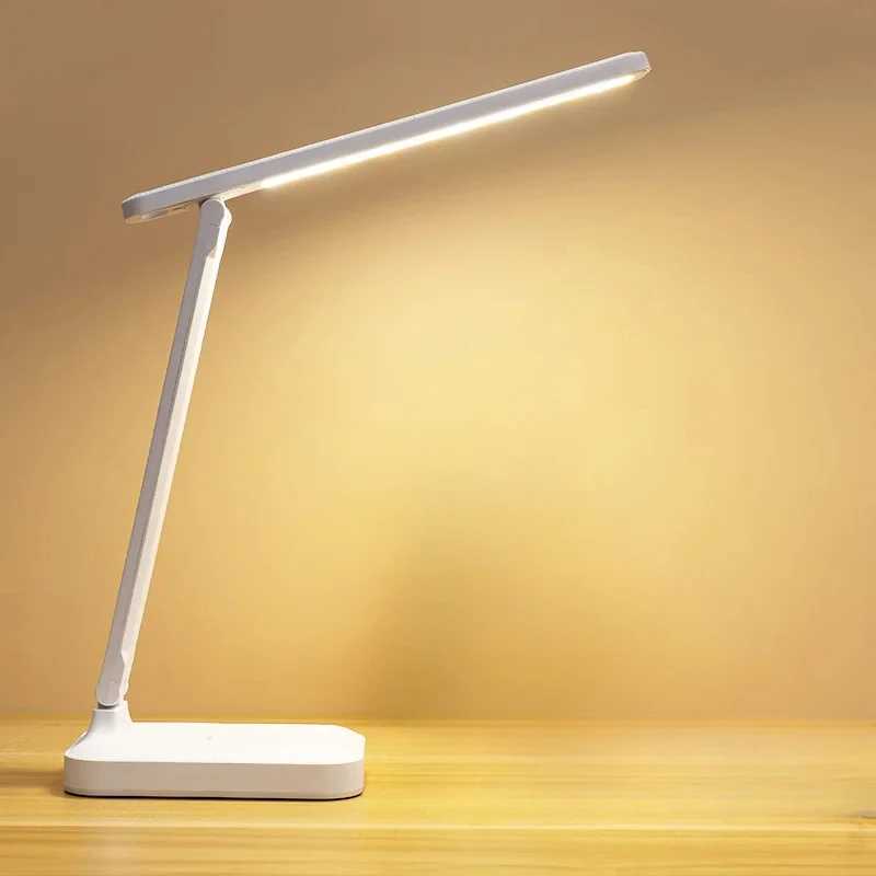 Desk Lamp LED Touch Switch White Folding Desk Lamp Bedroom Bedside Study Reading Eye Care Night Lamp USB Plug-in Dimmable White XJ250703