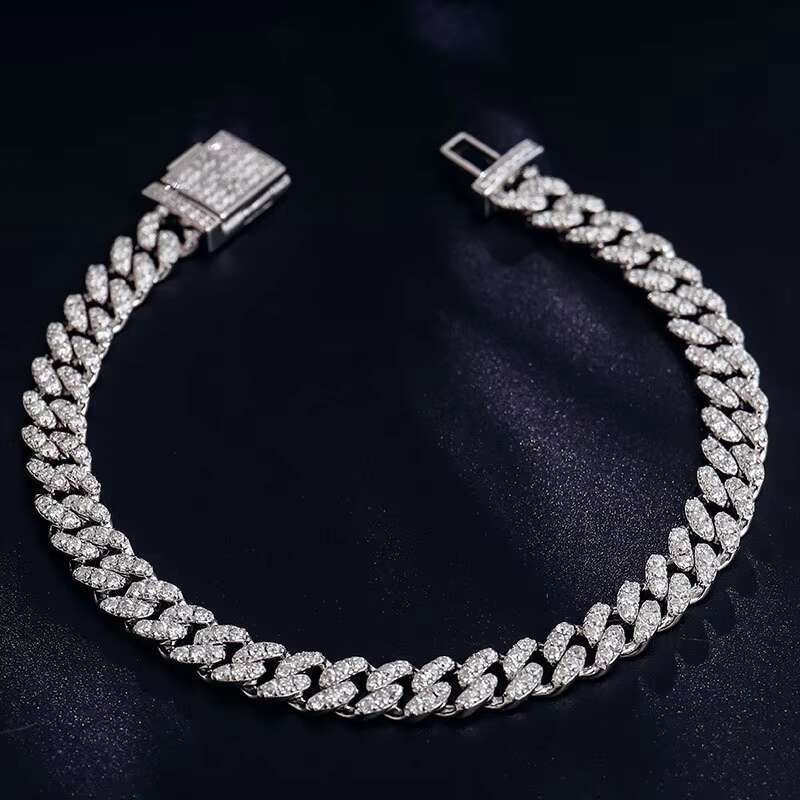 Wholesale Moissanite Cuban Bracelet Men Hip Hop Style Diamond Cuban Chain Fashion Bracelet