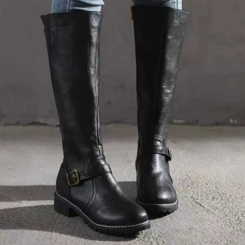New Winter Womens Riding Boots 2024 Round Toe Chunky Heel Over-the-Knee High Boots Womens Platform Shoes Botas Mujer Z250704