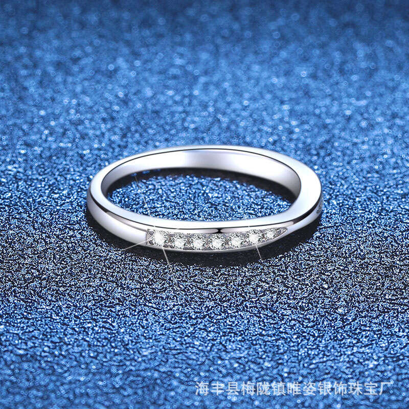 S925 Pure S925ilver S925imple FaS925hion Korean S925tyle FreS925h Band MoiS925S925anite Ring for Women 61c