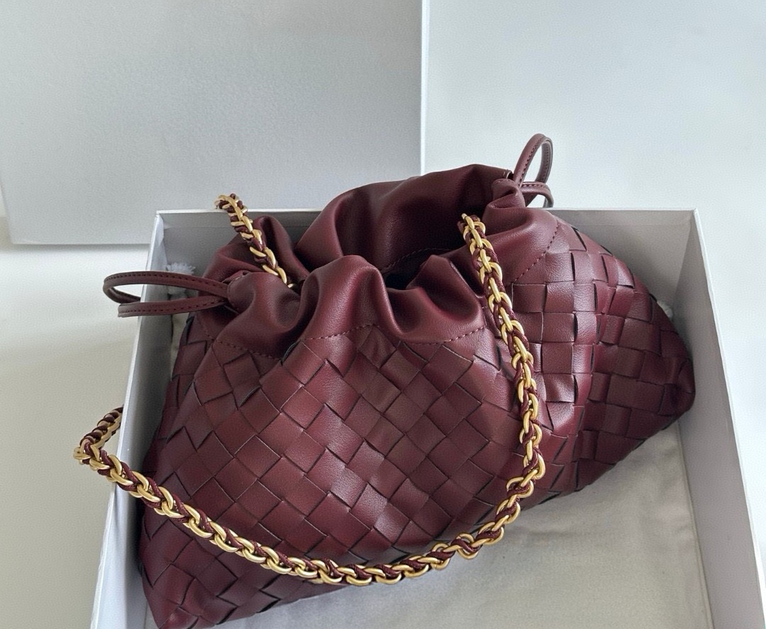 Dustbag Notte Real Cow Leather Shoulder Bags Chain Belt Drawsting Handmade Genuine Leather Knitting Cloud Pouch 2025 New Clutch Hobo Designer Purses & Handbags 3233