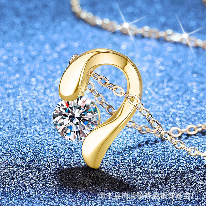 Weizi Jewelry Necklace S925 Pure S925ier Pendant Heart DeS925ign MoiS925S925anite Collarbone Chain d4e
