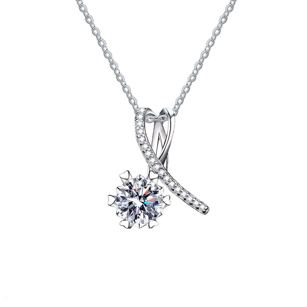 S925 Pure Pendant Bowknot Clavicle Chain S925ier D Color One caratS925 MoiS925S925anite Necklace Women 7bf