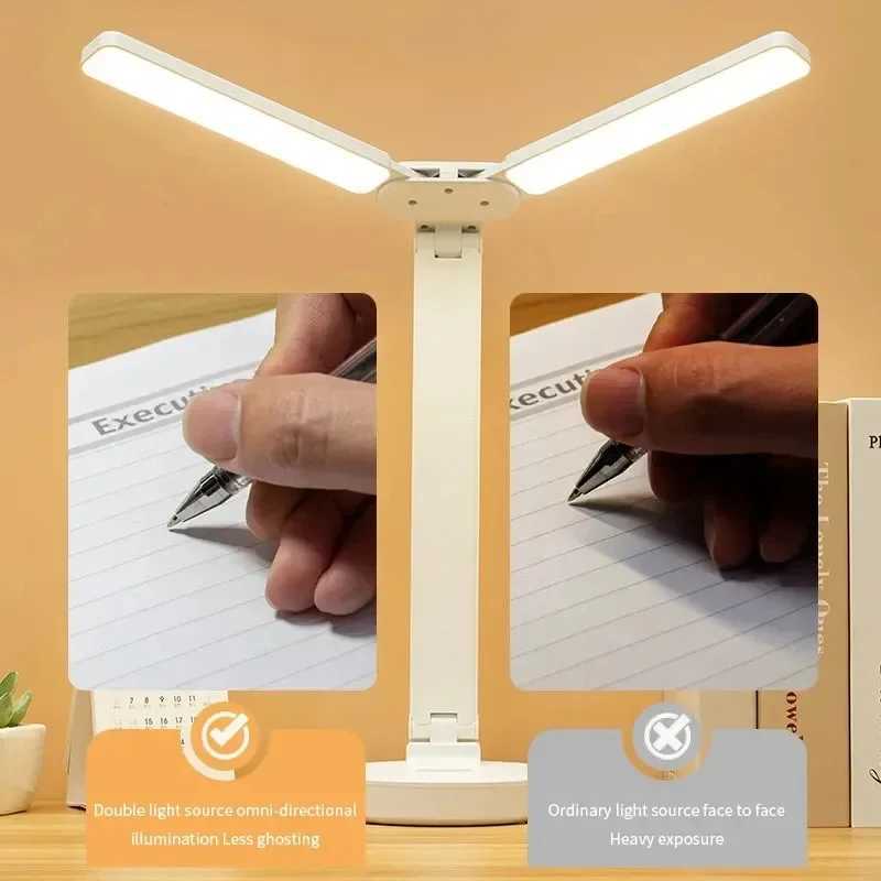 3-Level Dimmable LED Desk Lamp USB Rechargeable Touch Night Light Eye Protection Foldable Table Lamp for Bedroom Bedside Reading XJ250703