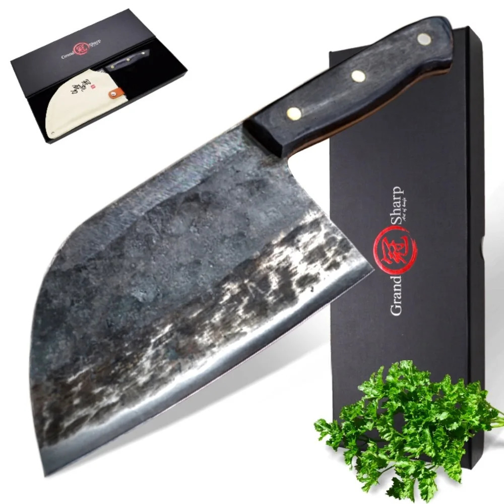 Handmade Forged Chinese Cleaver Chef Knife Clad Steel Vegetables Meat Slicing Knife Professional Kitchen Cooking Tools 250703