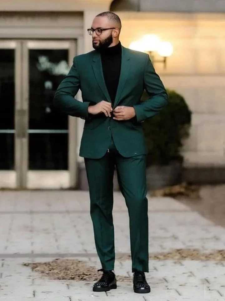 Wedding Bridegroom Dark Green Two Buttons Costume Homme Slim Fit Men Suits Masculino Terno Tuxedo Groom Prom Blazer 2 Pieces X250704