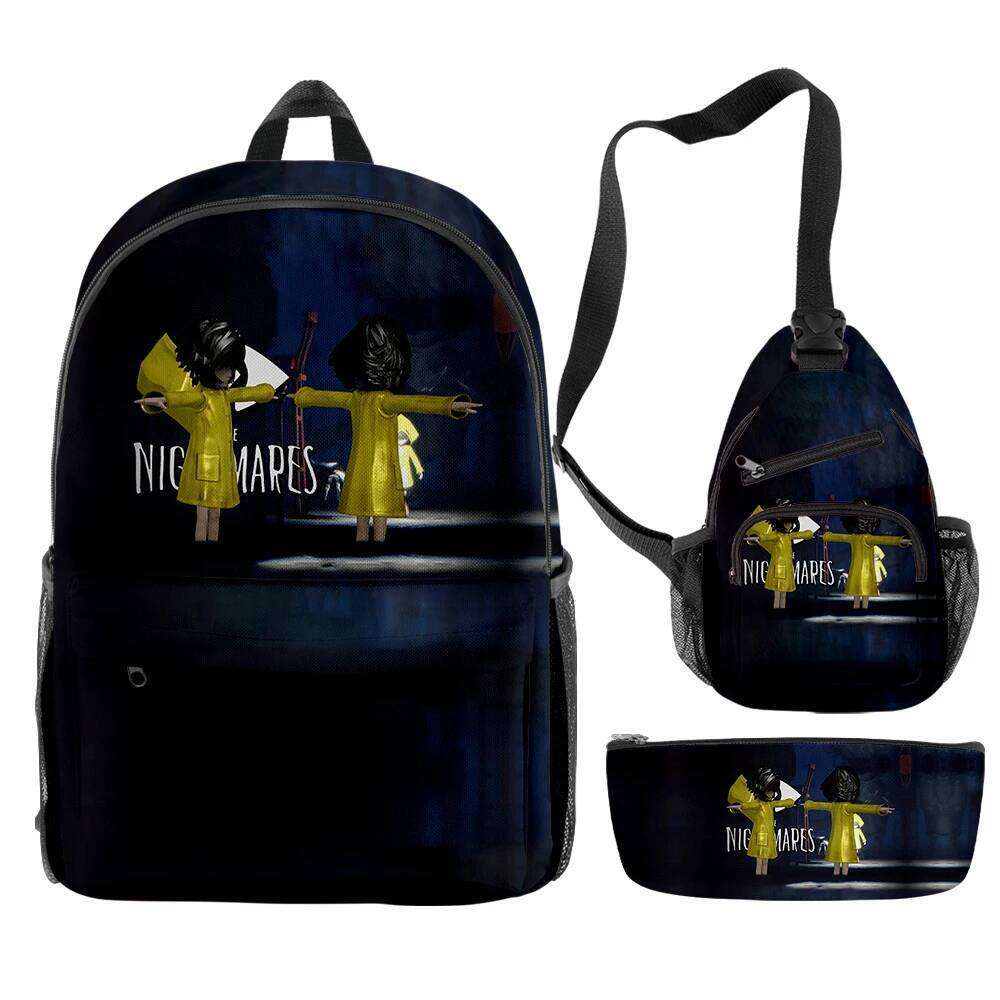 Fashion Novelty Cool Little Nightmares 2 3D Print 3pcs/Set pupil School Bags Travel Laptop Backpack Chest Bag Pencil Case