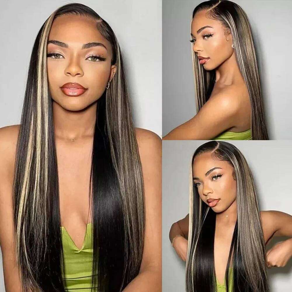 250 Density 13x6 HD Lace Frontal Wig 1B/27 Highlight Bone Straight Brazilian Colored Human Hair Wigs On Clearance Sale For Woman