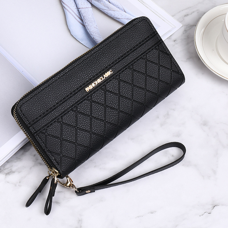 Free Shipping Designer Bag Korean Style Wallet For Women Long New Double Zipper High-end Solid Color Simple Clutch Bag Large Capacity Women's Wal
