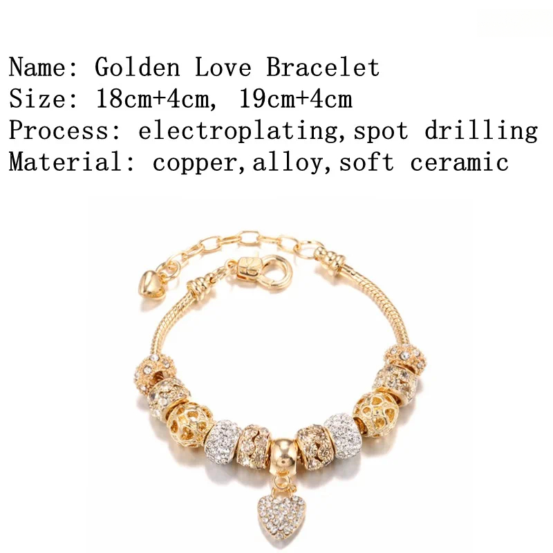 DIY Charm Bracelet with Large Hole Beads - Adjustable Length Alloy Jewelry