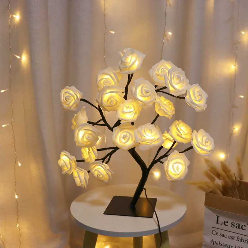 LED Rose Tree Lamp USB Powered Flower Night Light Atmosphere Lighting for Holiday Parties Weddings Gift Lover Home DecorXJ250703