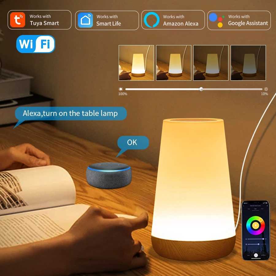 Tuya WiFi Smart Table Lamp Dimmable App Voice Control Desk Lamp RGB Touch Lamps Bedroom Night Light Work with Alexa Google HomeXJ250703