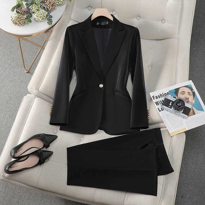 ZJYT Fashion Women Pant Suit 2 Piece Set Office Ladies Female Business Work Wear Formal Blazer Jacket and Trouser Set Outfit X250704