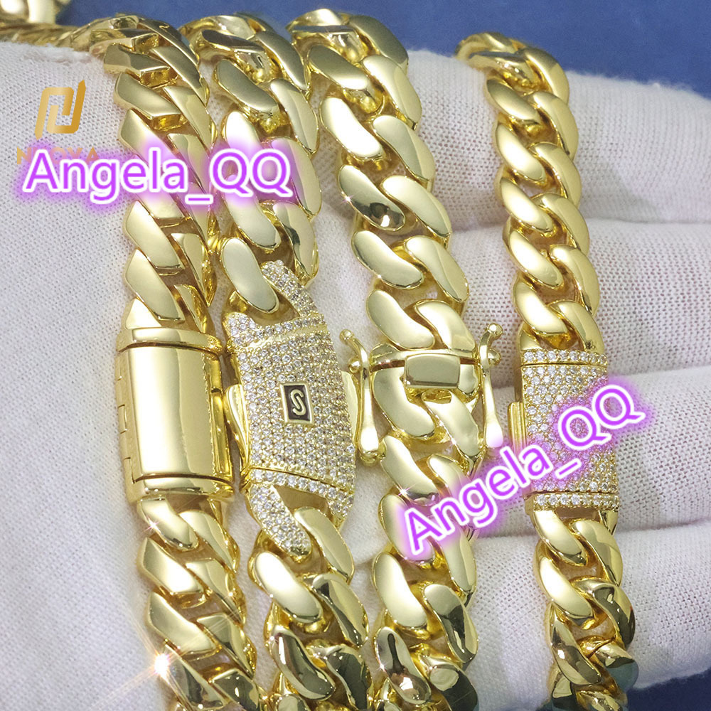 6/8/10/12mm Cuban Link Chain Necklace 14K Gold Plated Brass Hip Hop Jewelry Customizable Men Women Gift