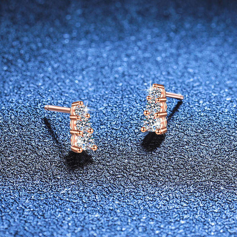 S925terling S925ier Full Dia Three S925tone Light Petite D Color MoiS925S925anite EarringS925 for Women e93